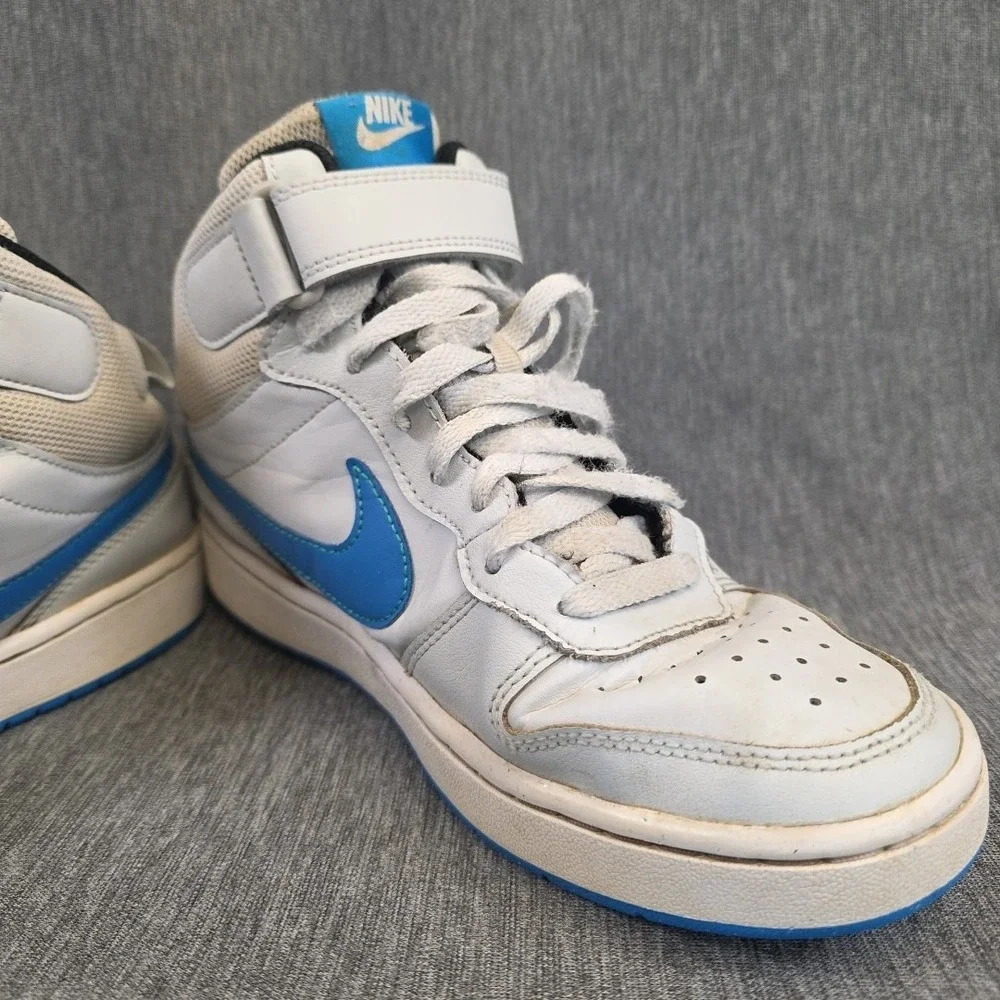 Nike Boys Court Borough Mid 2‎ CD7782-012 White Basketball Shoes Sneakers Sz 6Y